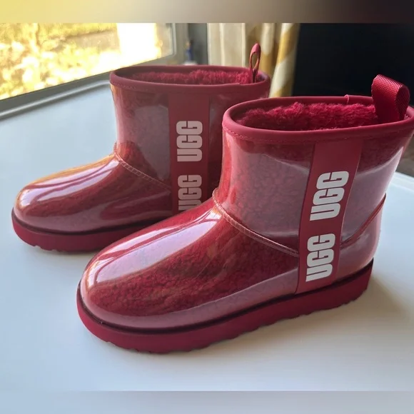 UGG Women's Classic Clear Mini Ankle Boots Red US Size‎ 7 - Picture 3 of 16